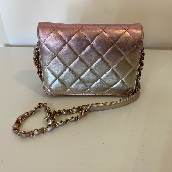 CHANEL ROSE GOLD METALLIC LAMBSKIN MINI SQUARE WITH GOLD HARDWARE Handbag - Picture 5 of 16